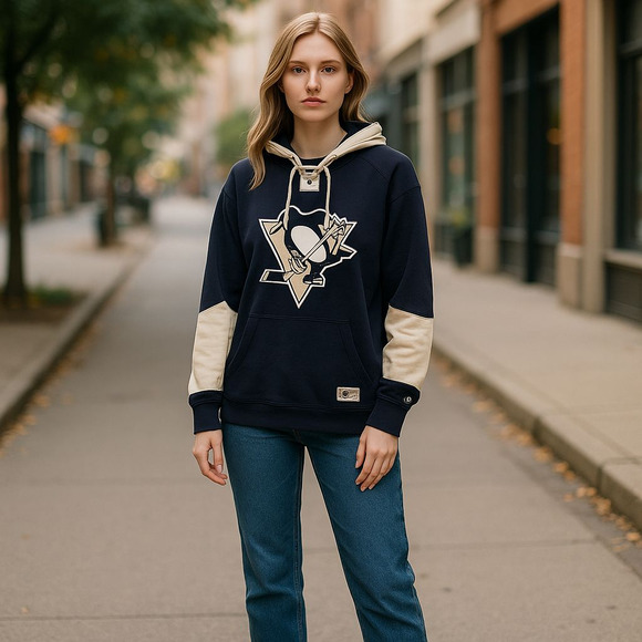 Old Time Hockey NHL Pittsburgh Penguins Sweatshirt Hoodie Newbury Collection LG - Picture 1 of 9